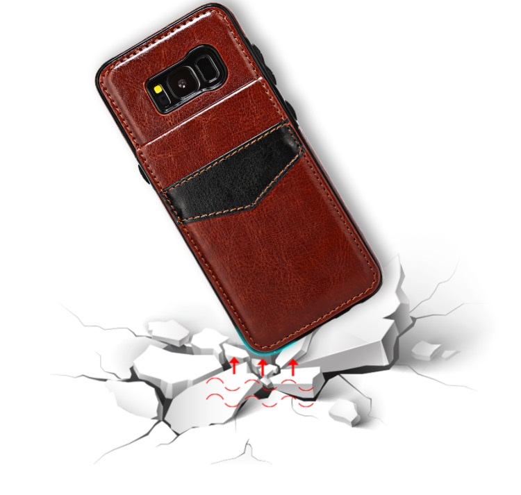  Samsung S8 Plus - Läderskal med korthållare - Brun