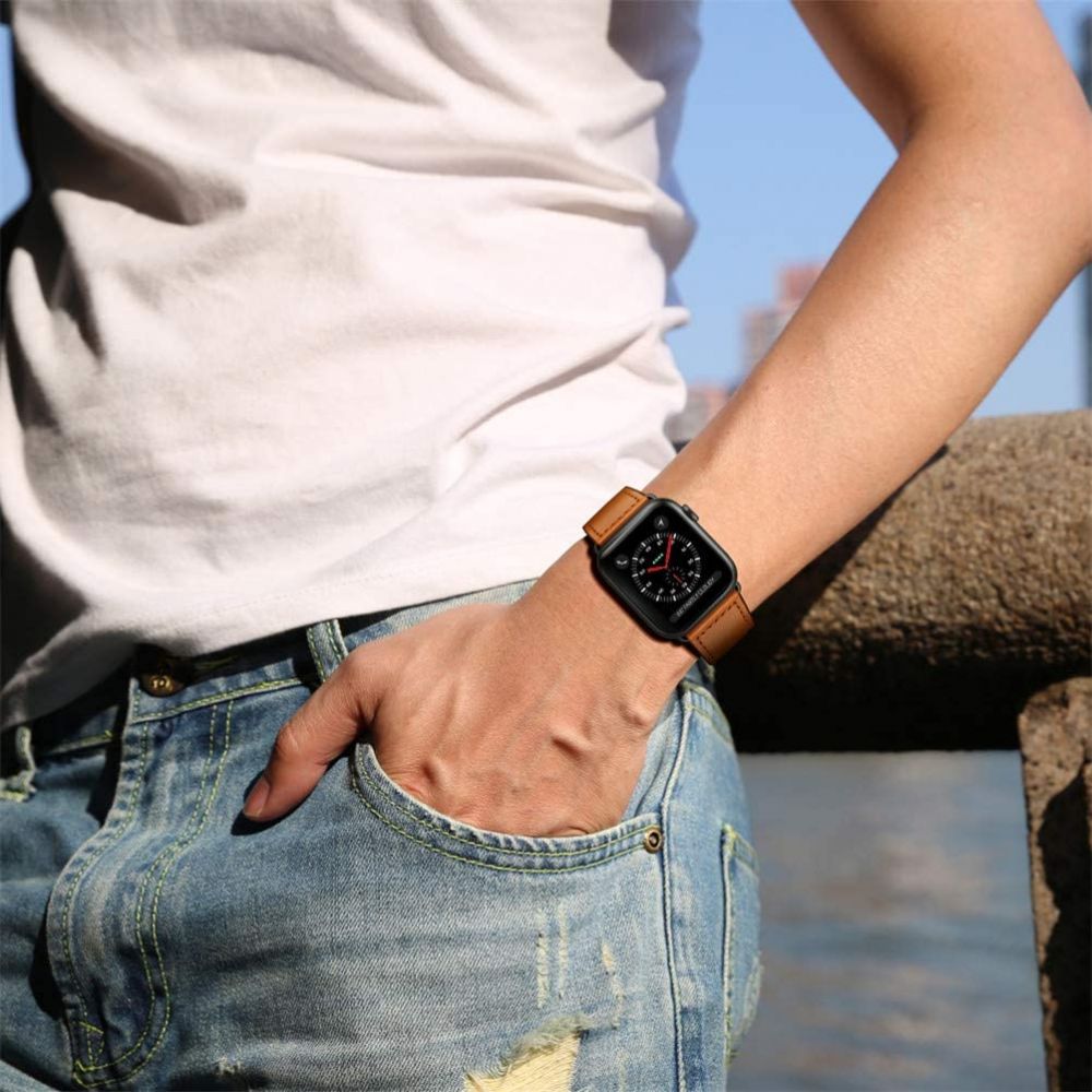 Tech-Protect Tech-Protect Äkta Läder Armband Apple Watch 42/44/45/46/49 mm Brun