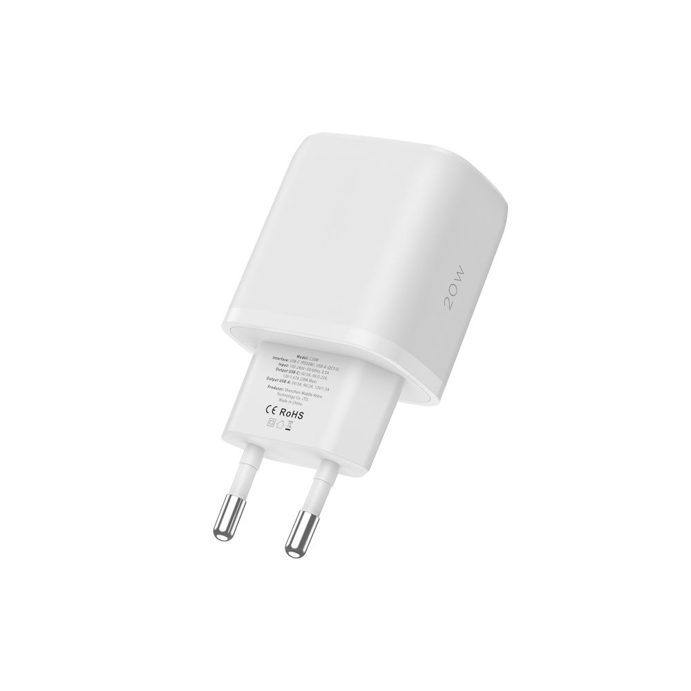 Tech-Protect Tech-Protect 20W Väggladdare PD QC USB-C / USB-A Vit