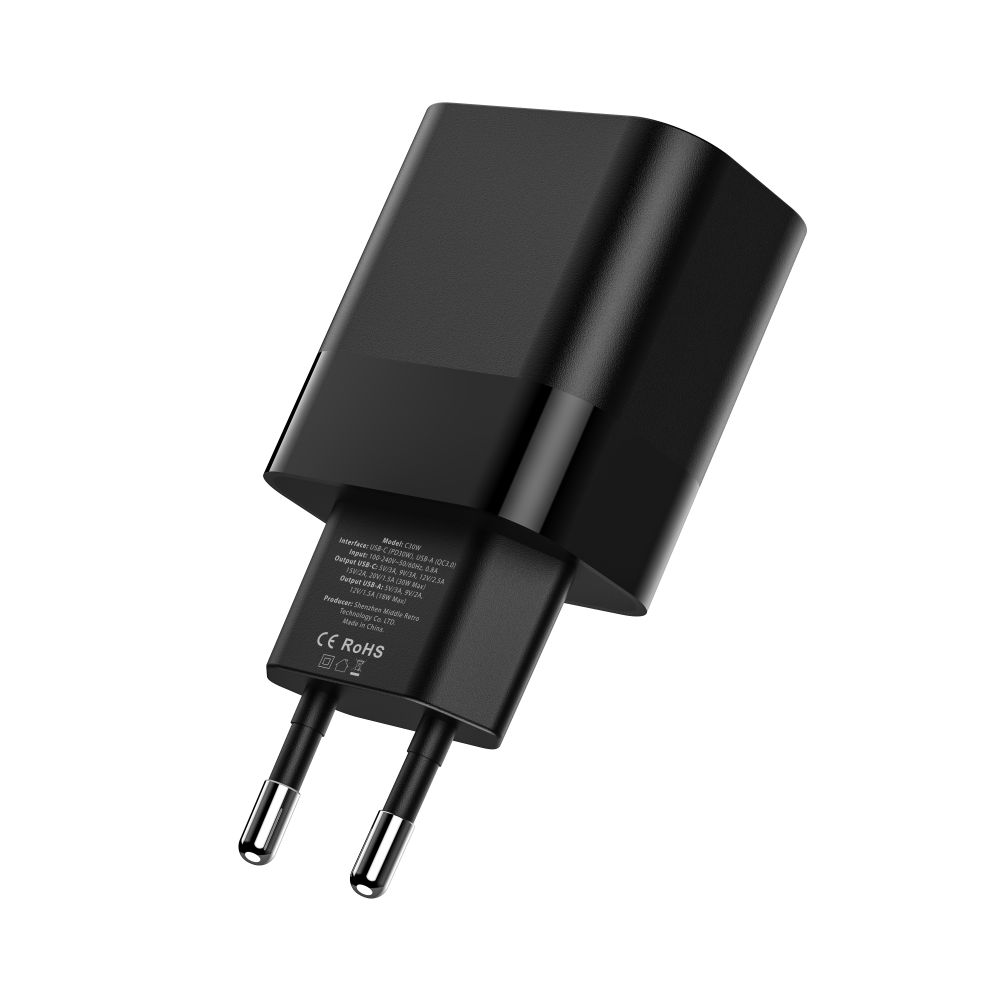 Tech-Protect Tech-Protect 30W PD QC USB-C / USB-A Väggladdare Svart