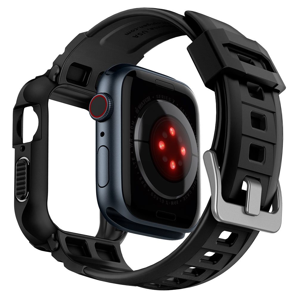 Spigen Spigen Apple Watch 44/45 mm Skal/Armband Rugged Armor 'Pro' Svart