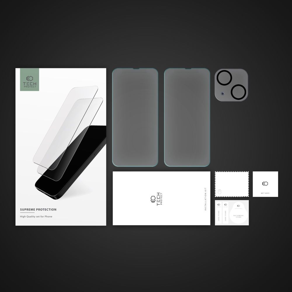 Tech-Protect Tech-Protect iPhone 14 3-PACK Skärmskydd/Linsskydd