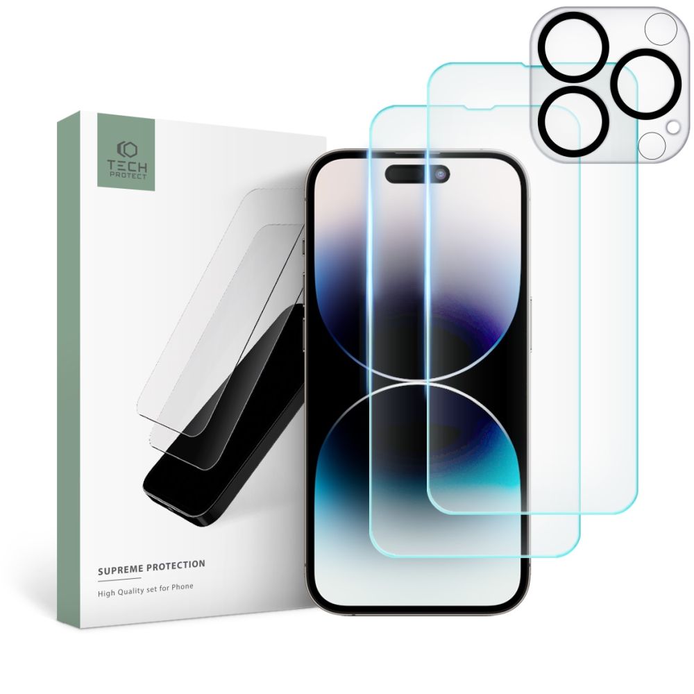 Tech-Protect Tech-Protect iPhone 14 Pro Max 3-PACK Skärmskydd/Linsskydd