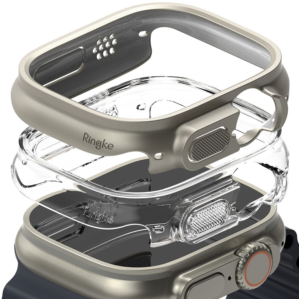 Ringke Ringke Apple Watch Ultra 49 mm 2-PACK Skal Slim Titanium Grey/Clear