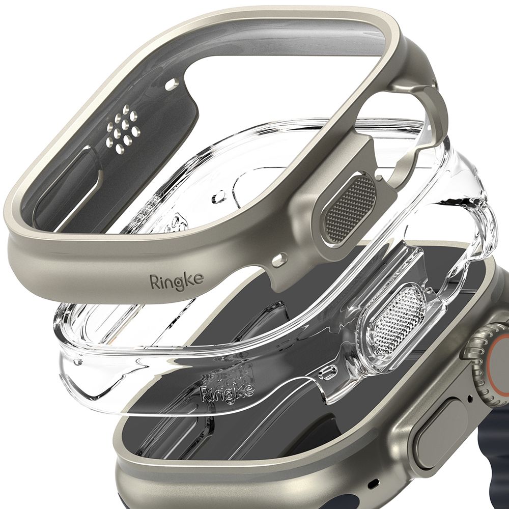 Ringke Ringke Apple Watch Ultra 49 mm 2-PACK Skal Slim Titanium Grey/Clear