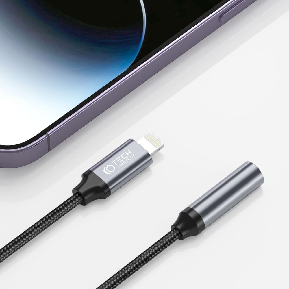 Tech-Protect Tech-Protect Ljudadapter Lightning - 3.5mm AUX Hona Nylon Svart
