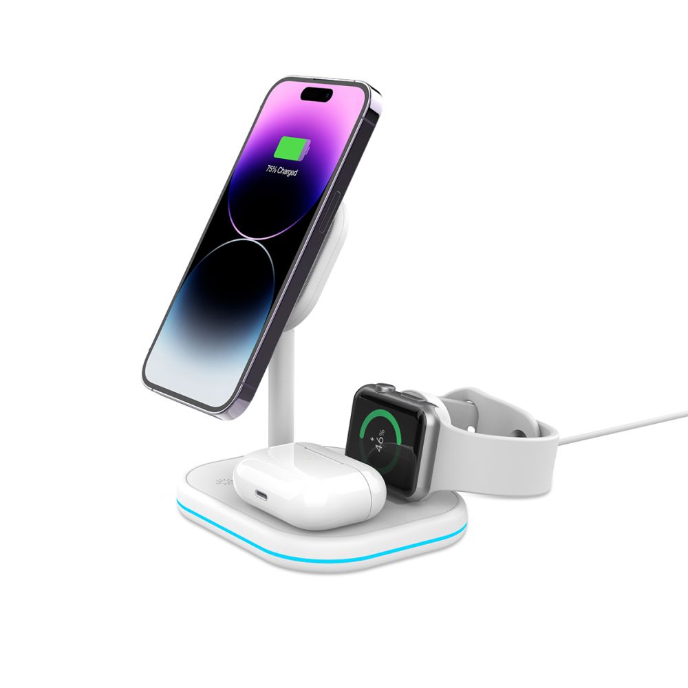Tech-Protect Tech-Protect 15W 3in1 Magnetisk MagSafe Laddare Vit