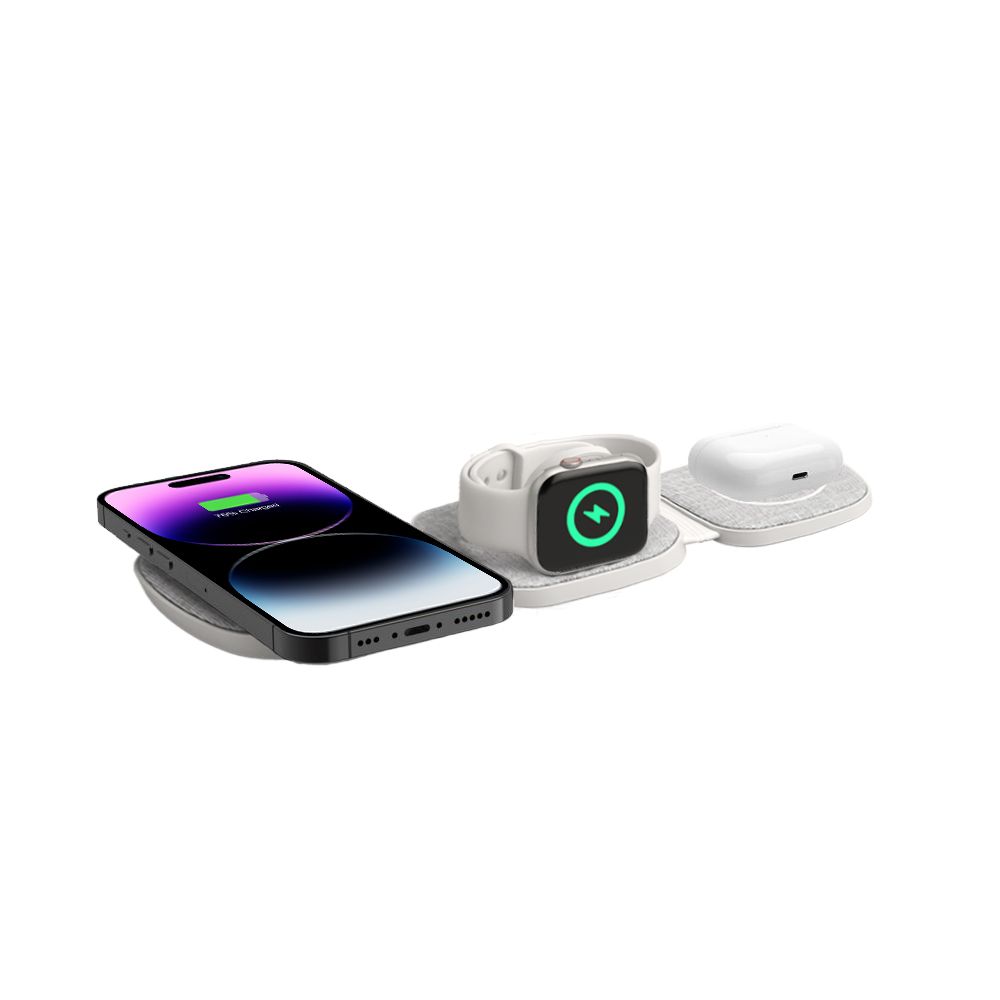 Tech-Protect Tech-Protect 15W 3in1 Magnetisk MagSafe Qi Laddare Grå