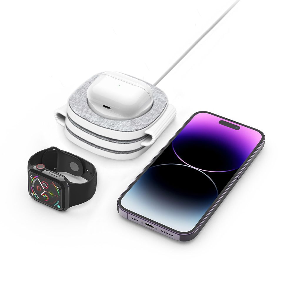 Tech-Protect Tech-Protect 15W 3in1 Magnetisk MagSafe Qi Laddare Grå