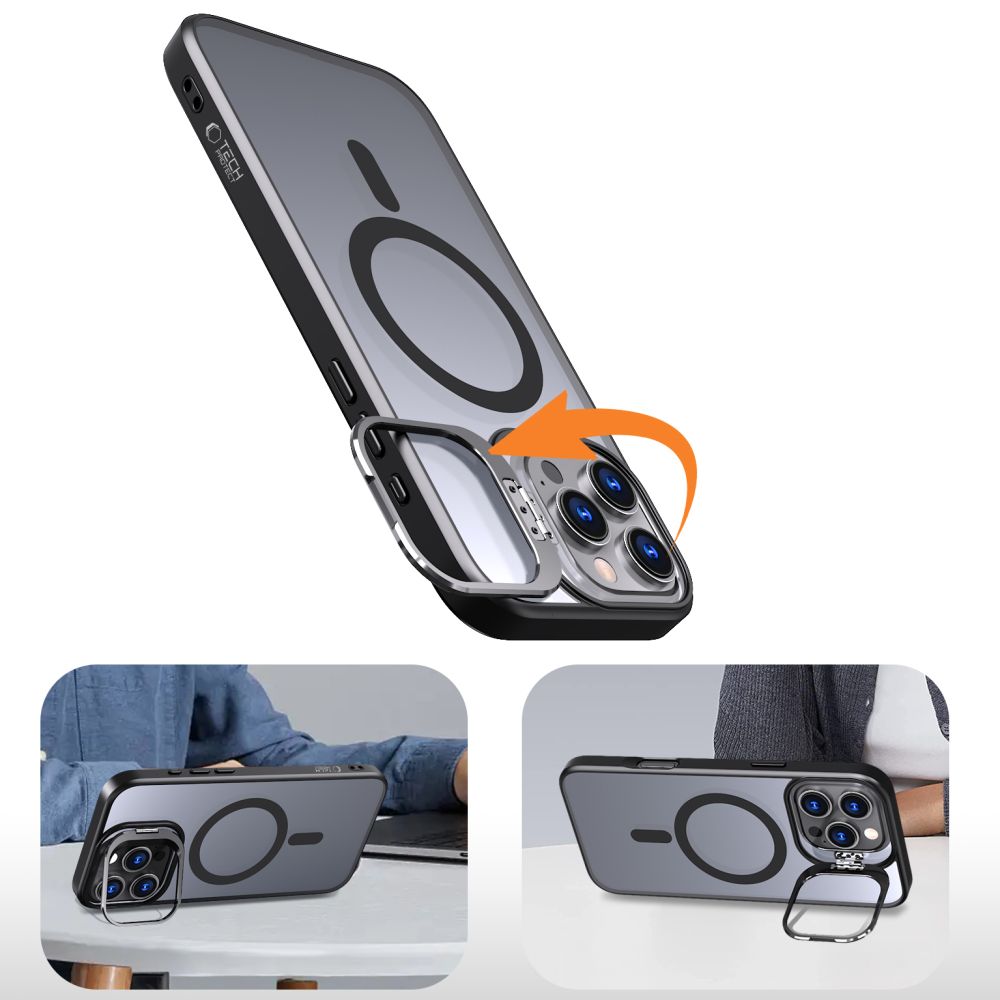 Tech-Protect Tech-Protect iPhone 16 Pro Skal MagSafe MagStand Matt Svart