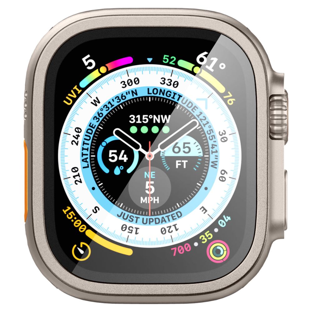 Spigen Spigen Apple Watch Ultra 49 mm Skärmskydd Glas.tR Slim Pro Titanium