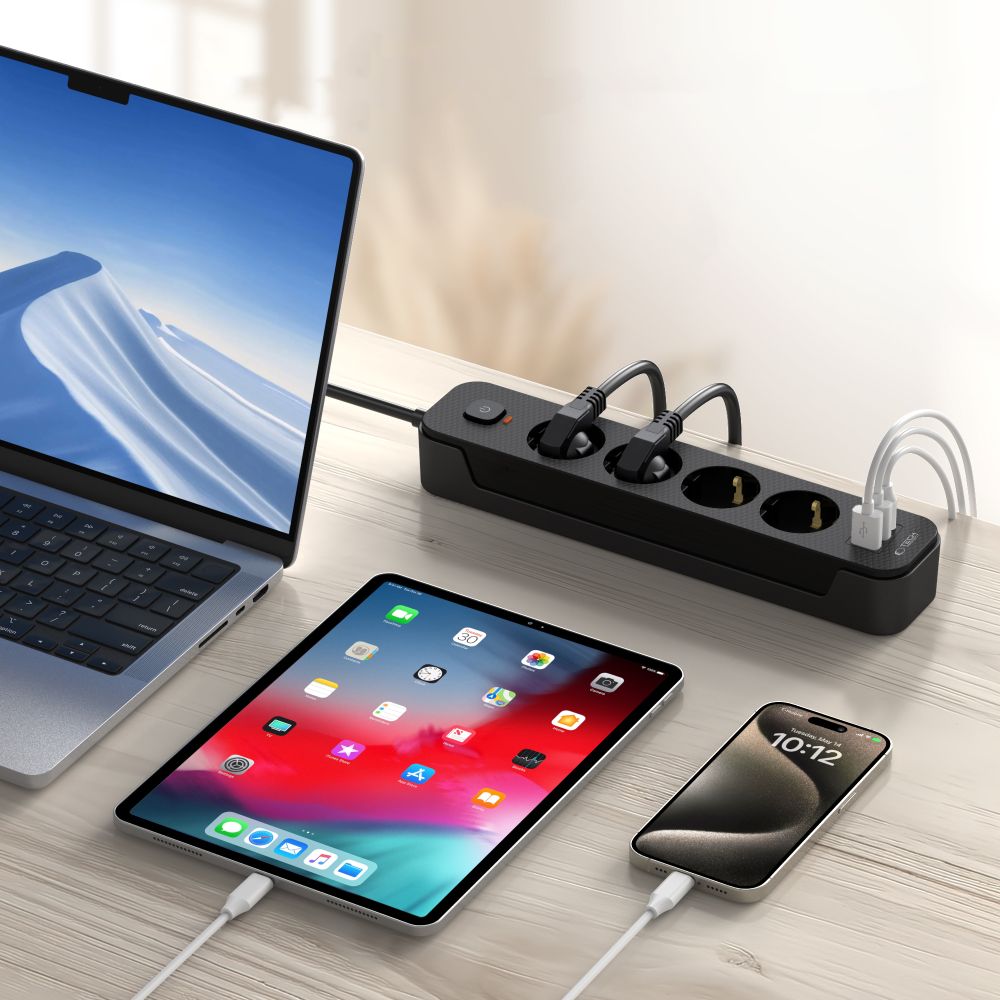 Tech-Protect Tech-Protect 2 m Förgreningsdosa Med USB-C/USB-A Svart
