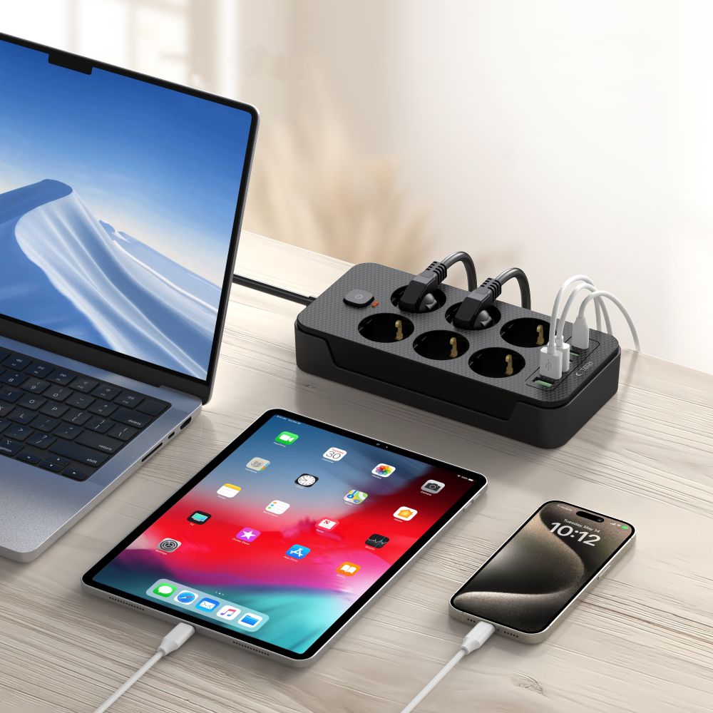 Tech-Protect Tech-Protect 2 m Förgreningsdosa Med USB-C/USB-A Svart
