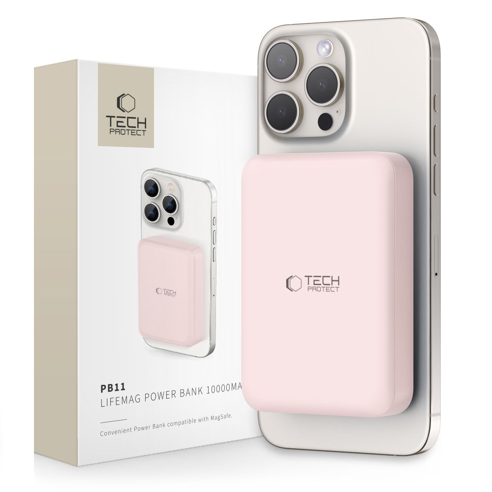 Tech-Protect Tech-Protect 10000 mAh MagSafe Powerbank LifeMag Rosa