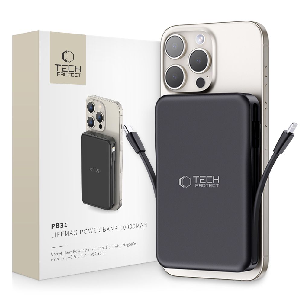 Tech-Protect Tech-Protect 10000 mAh MagSafe Powerbank LifeMag Svart