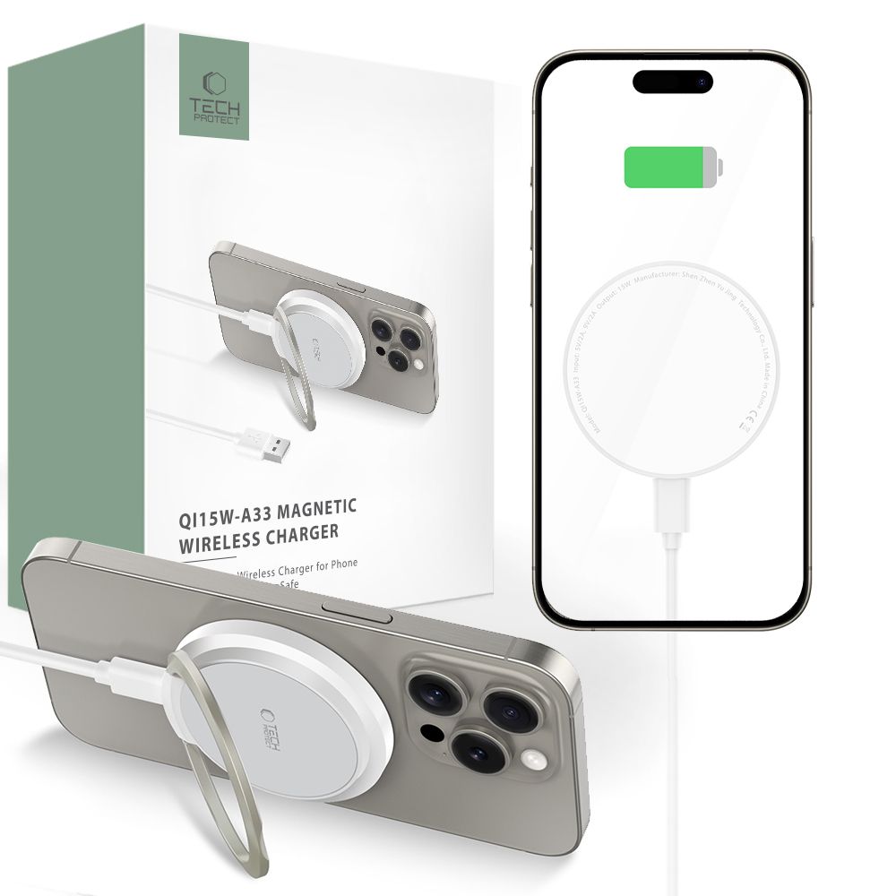 Tech-Protect Tech-Protect 15W Qi Magnetisk MagSafe Laddare Trådlös Vit