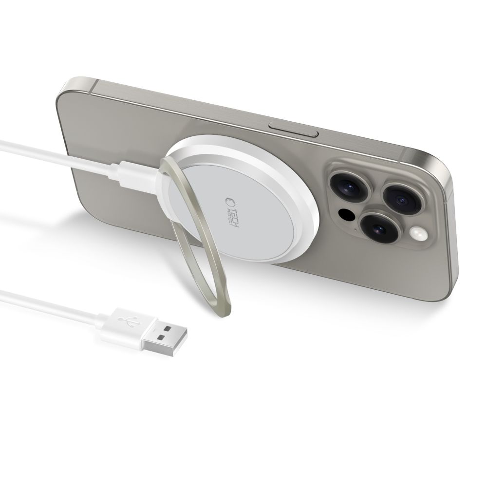 Tech-Protect Tech-Protect 15W Qi Magnetisk MagSafe Laddare Trådlös Vit