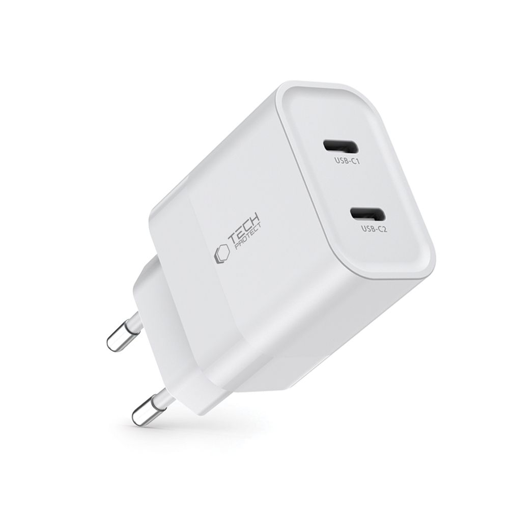 Tech-Protect Tech-Protect 20W PD 2x USB-C Väggladdare Vit