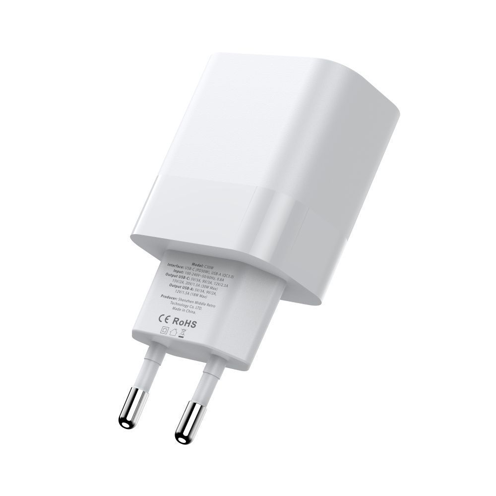 Tech-Protect Tech-Protect 20W Väggladdare PD Inkl. USB-C Kabel Vit