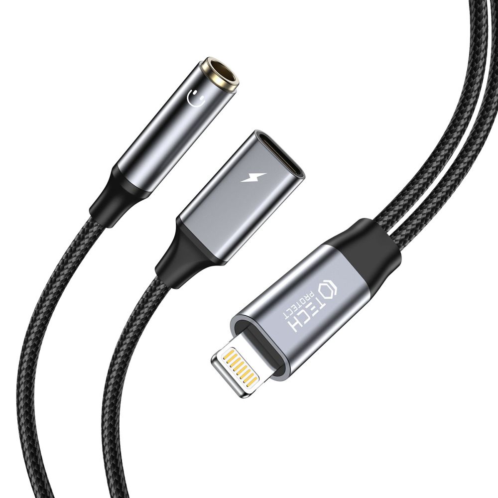 Tech-Protect Tech-Protect 2in1 Lightning Till 3.5 mm AUX/Lightning Hona Svart