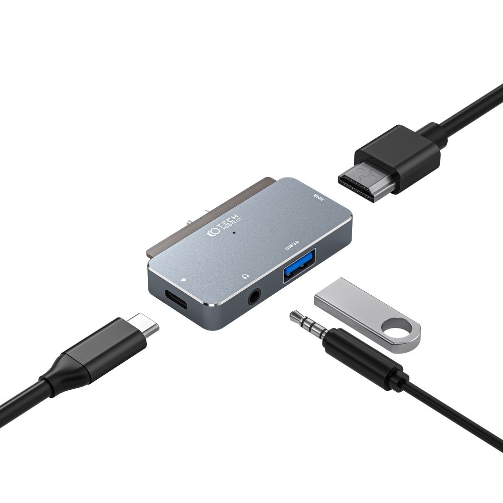 Tech-Protect Tech-Protect 4in1 USB-C Hub USB-A/HDMI/AUX/USB-C Grå