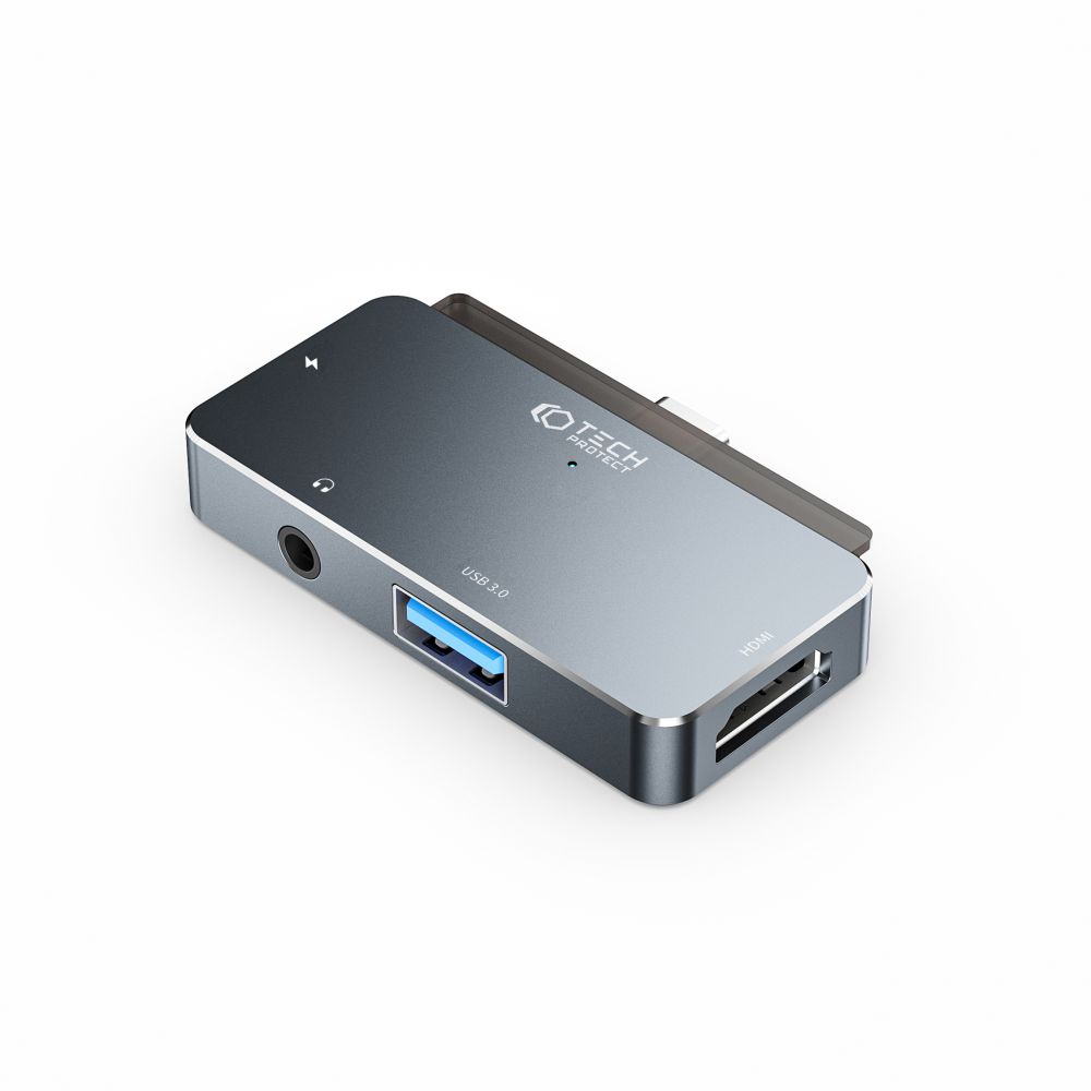 Tech-Protect Tech-Protect 4in1 USB-C Hub USB-A/HDMI/AUX/USB-C Grå