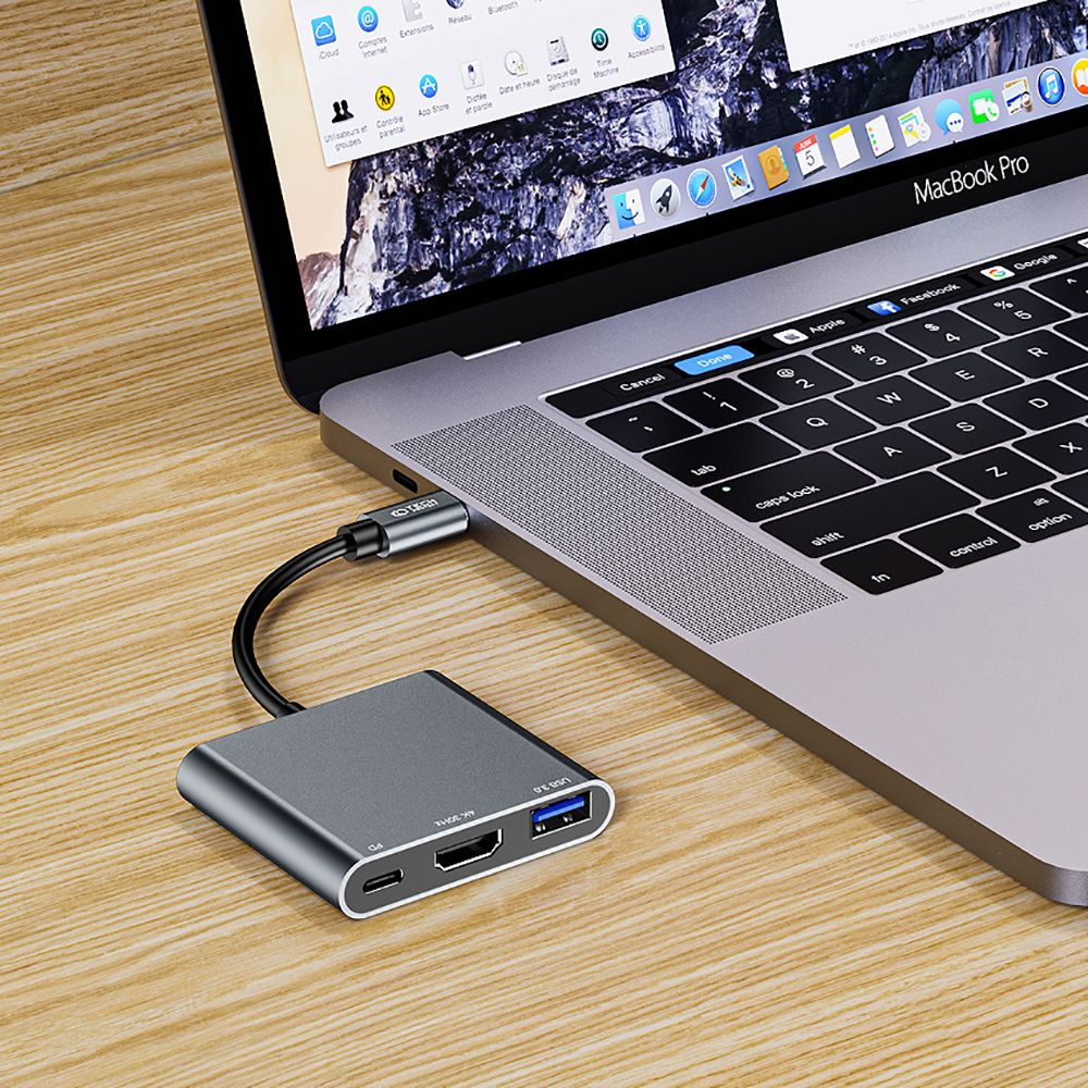 Tech-Protect Tech-Protet 3in1 USB-C Hub USB-A / HDMI / USB-C Grå