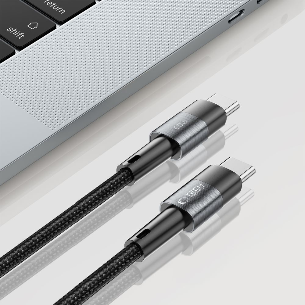 Tech-Protect Tech-Protect 0.25 m 60W/3A PD USB-C - USB-C Kabel UltraBoost Grå