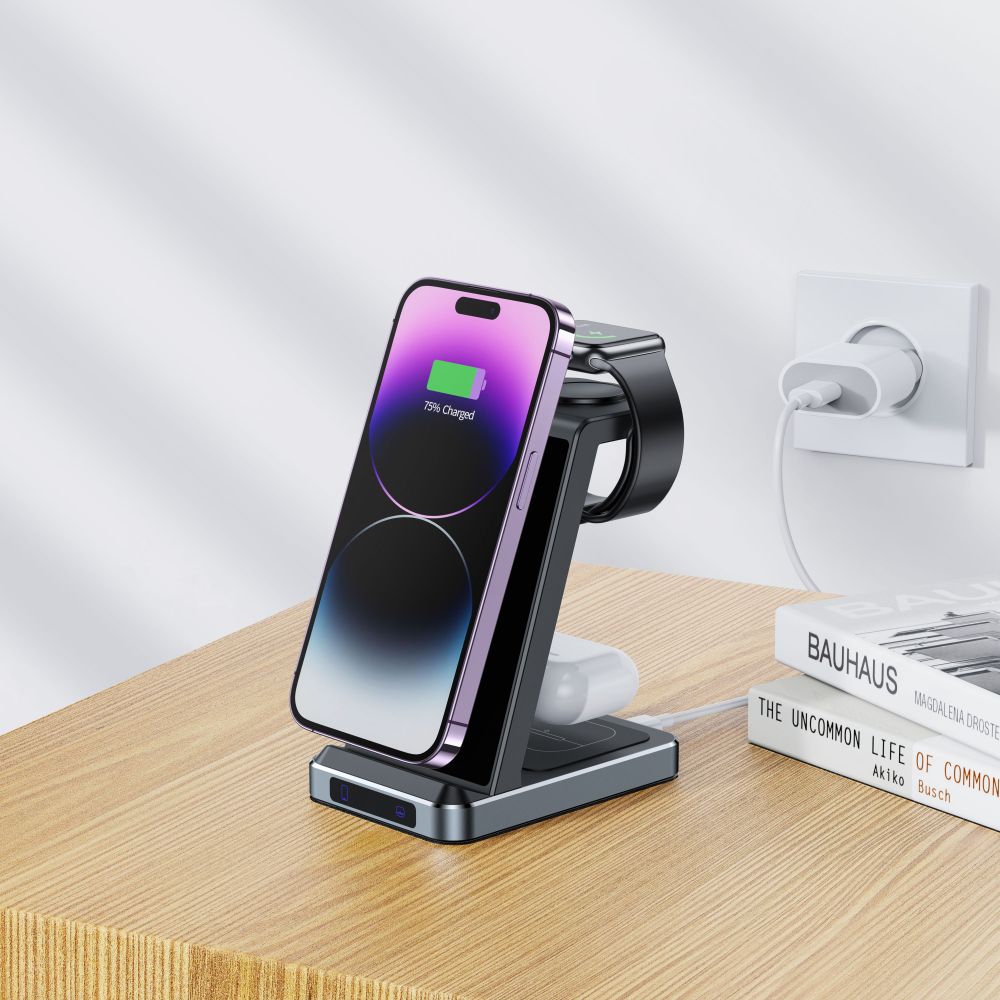Tech-Protect Tech-Protect 15W Qi Trådlös 3in1 Laddare Svart