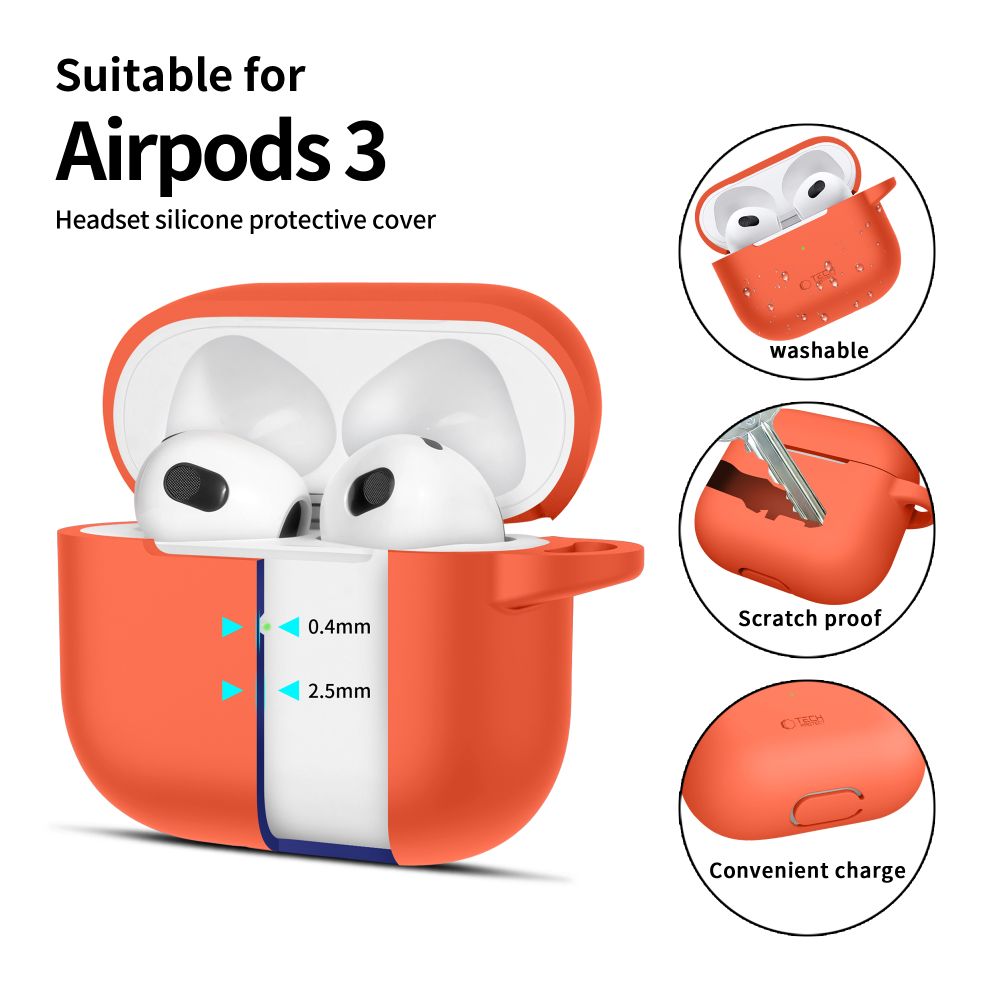 Tech-Protect Tech-Protect AirPods 3 Skal Silikon Hook Neon Orange