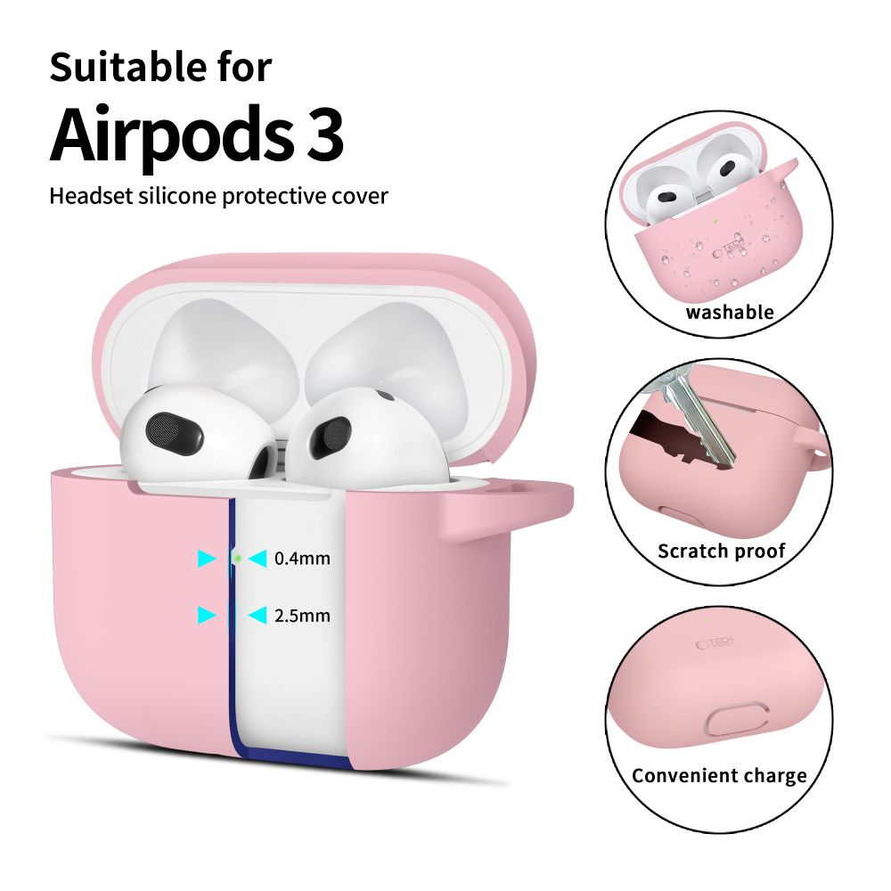 Tech-Protect Tech-Protect AirPods 3 Skal Silikon Hook Dusty Pink