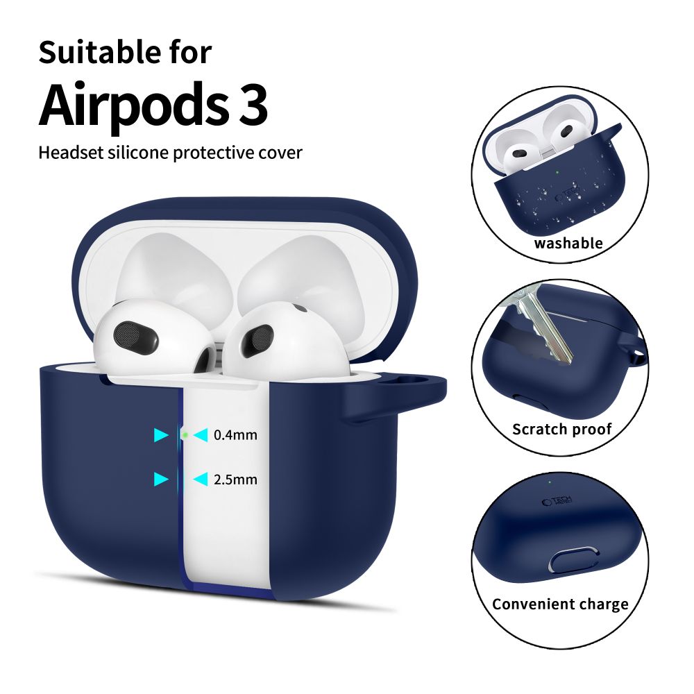 Tech-Protect Tech-Protect AirPods 3 Skal Silikon Hook Navy Blue
