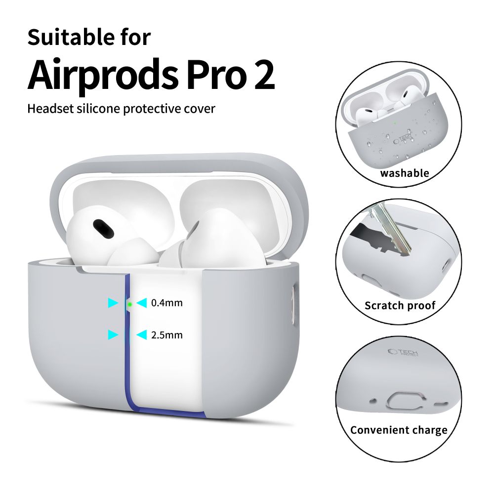 Tech-Protect Tech-Protect AirPods Pro 1/2 Skal Silikon Crayon Grey