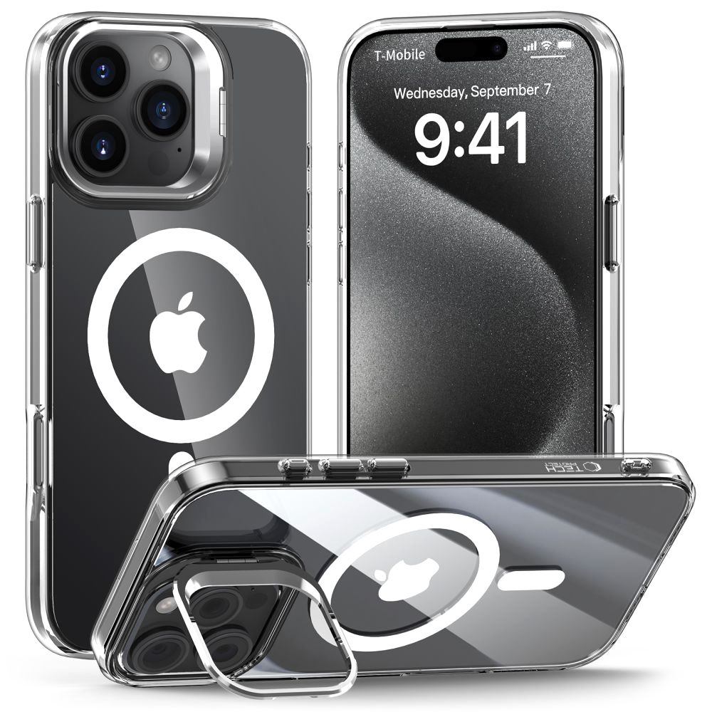 Tech-Protect Tech-Protect iPhone 16 Pro Skal MagSafe MagStand Clear