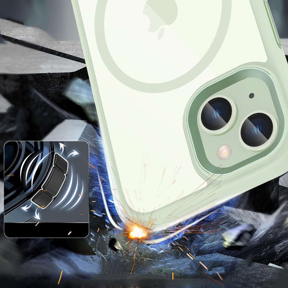 Tech-Protect Tech-Protect iPhone 15 Skal MagSafe MagMat Grön/Transparent