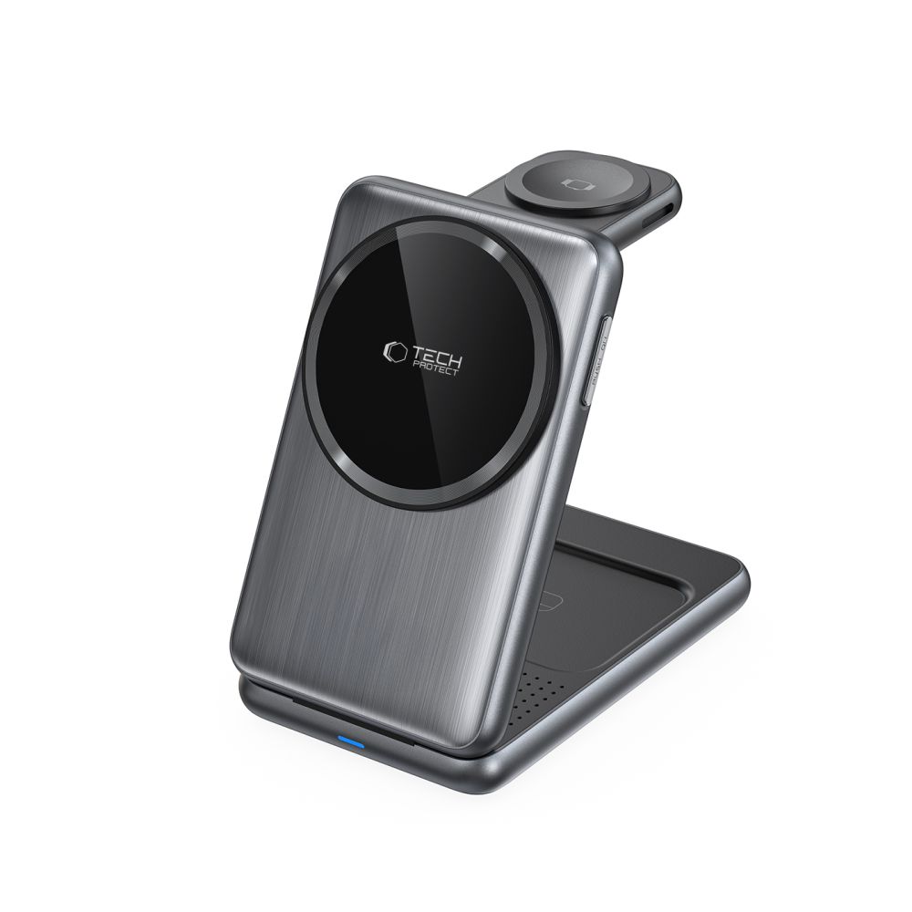 Tech-Protect Tech-Protect 3in1 15W Qi MagSafe Vikbar Laddare Space Grey