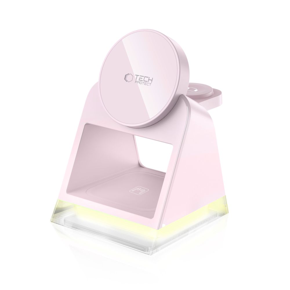 Tech-Protect Tech-Protect 3in1 15W Qi Magnetisk MagSafe Laddare Baby Pink
