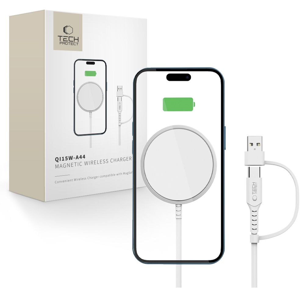 Tech-Protect Tech-Protect 15W MagSafe Trådlös Qi Laddare Vit