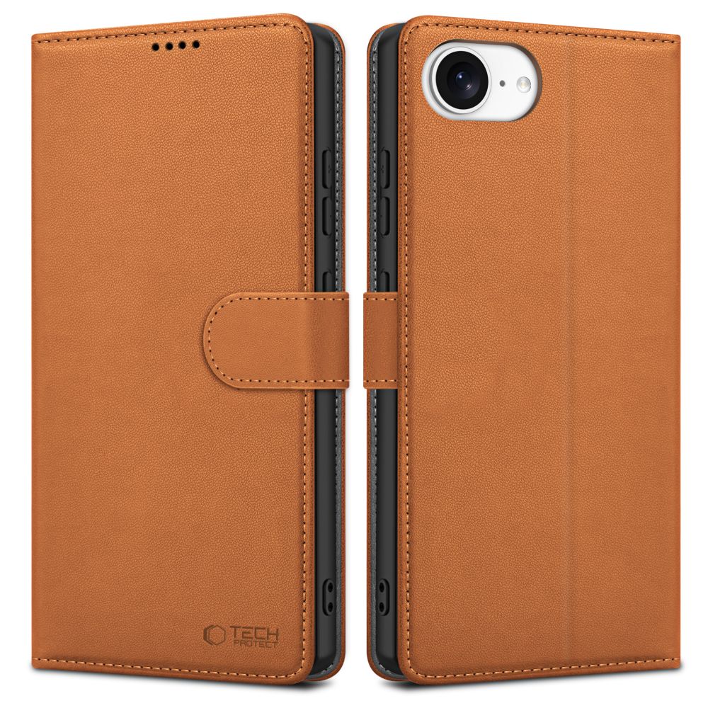 Tech-Protect Tech-Protect iPhone 17e / 16e Fodral Läder Saddle Brown
