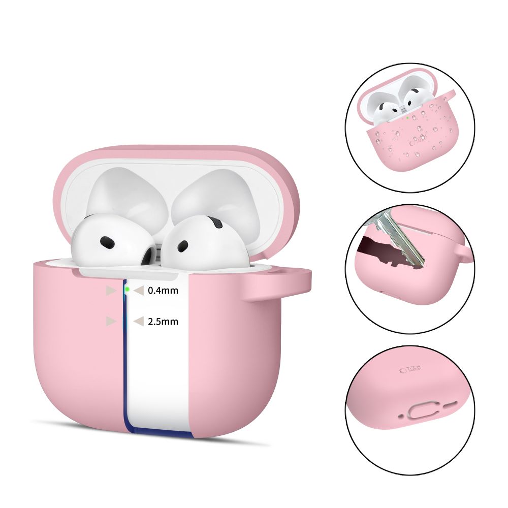 Tech-Protect Tech-Protect AirPods 4 Skal Silikon Hook Dusty Pink