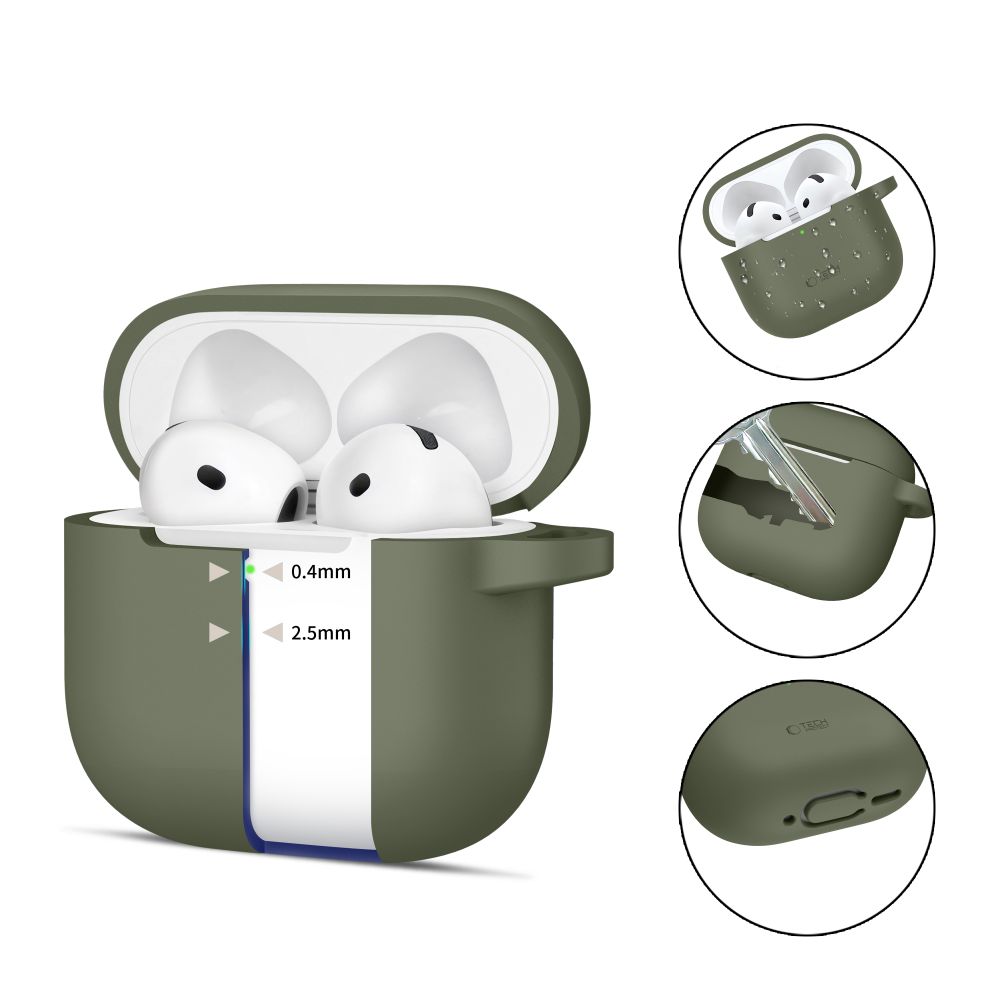 Tech-Protect Tech-Protect AirPods 4 Skal Silikon Hook Olive Green