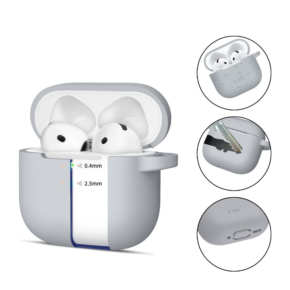 Tech-Protect Tech-Protect AirPods 4 Skal Silikon Hook Crayon Grey
