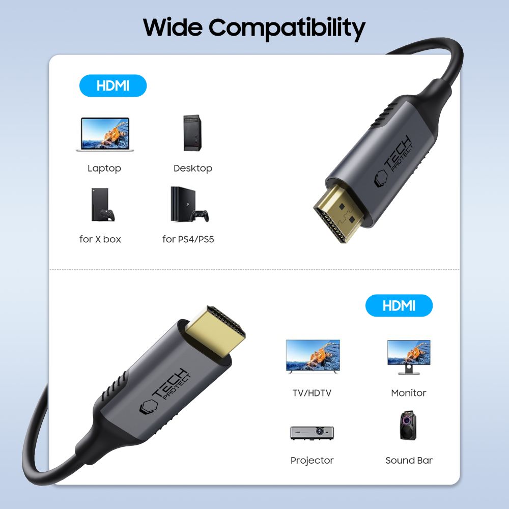 Tech-Protect Tech-Protect 2m HDMI-HDMI 2.1 4K 120Hz Kabel UltraBoost Svart