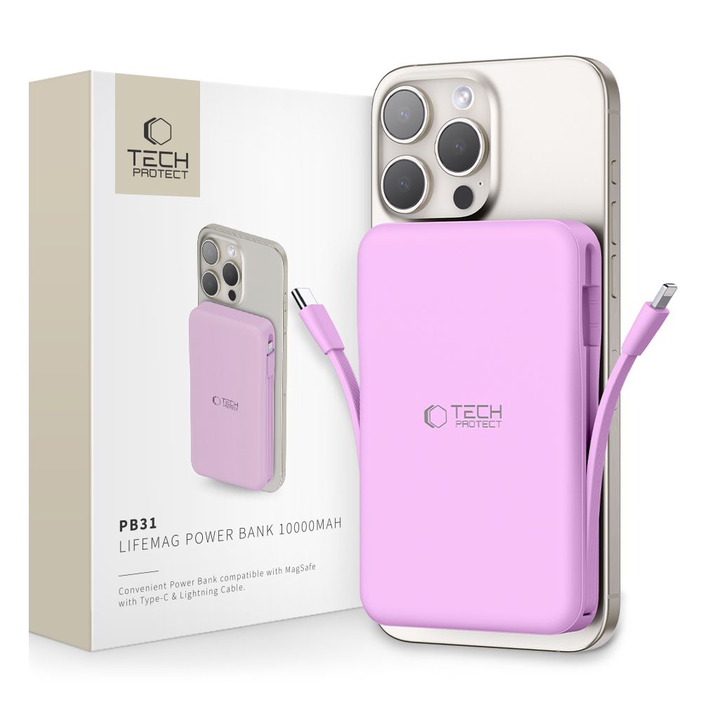 Tech-Protect Tech-Protect 10000 mAh MagSafe PowerBank LifeMag Lavender