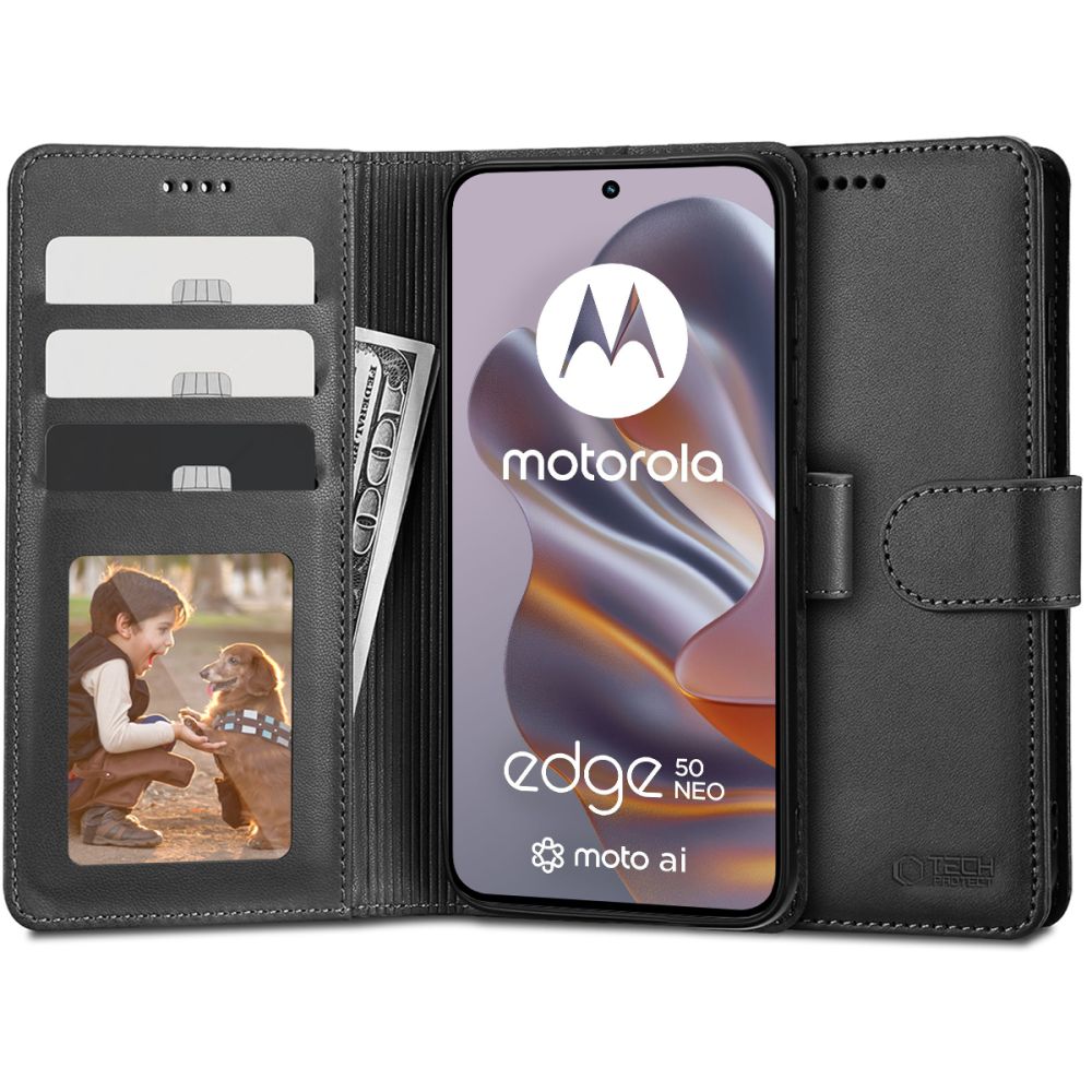 Tech-Protect Tech-Protect Motorola Edge 50 Neo Fodral Läder Svart