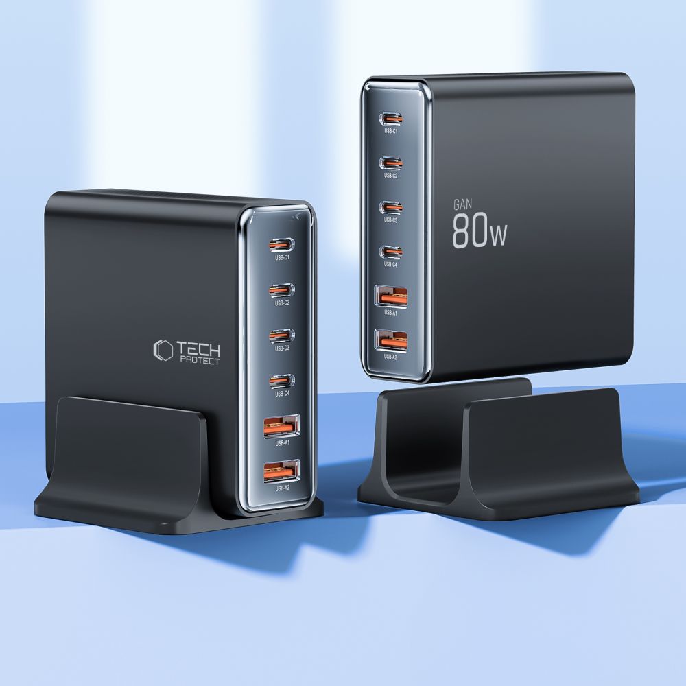 Tech-Protect Tech-Protect 80W Laddstation USB-C / USB-A Svart