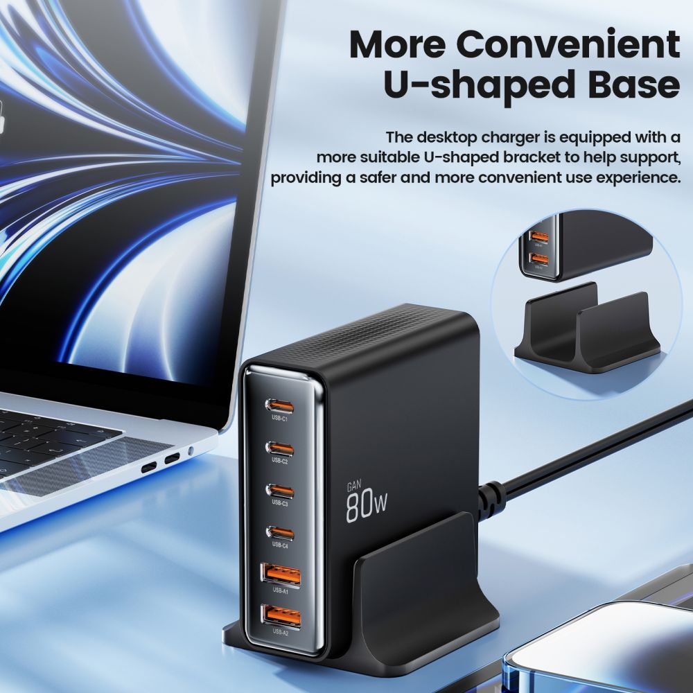 Tech-Protect Tech-Protect 80W Laddstation USB-C / USB-A Svart
