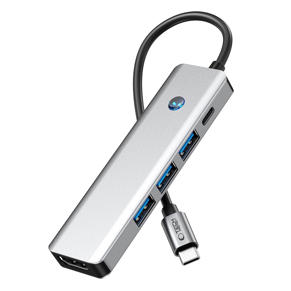 Tech-Protect Tech-Protect 5in1 USB-C Hub - USB-C / USB 3.0 / HDMI / RJ45 Grå