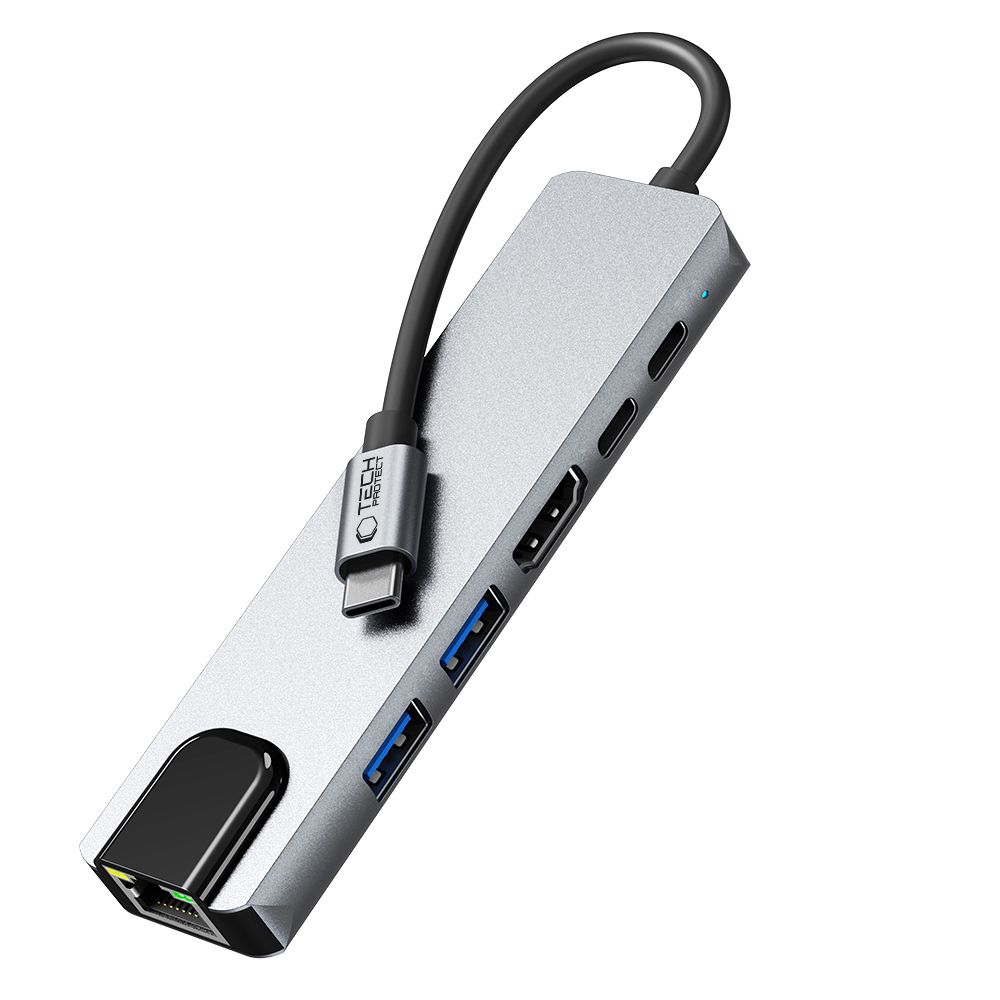 Tech-Protect Tech-Protect 6in1 USB-C Hub - USB-C / USB 3.0/2.0 / HDMI / RJ45