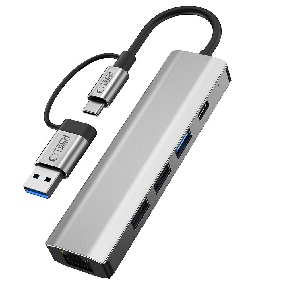 Tech-Protect Tech-Protect 5in1 USB-C/USB-A Hub - USB-C / USB 3.0/2.0 / RJ45